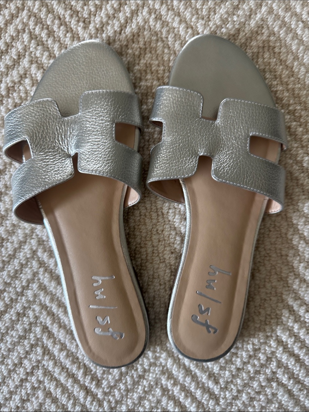 Metallic Silver Slide Sandals by FS/NY- Sleek Slip-On Flats